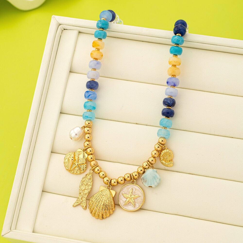 Nautical Blue Sealife Charm Necklace